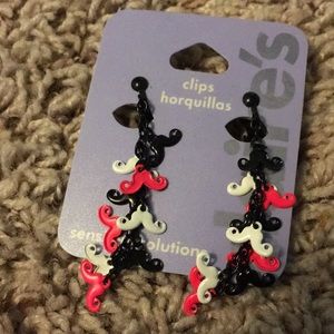 Mustache clip on earrings